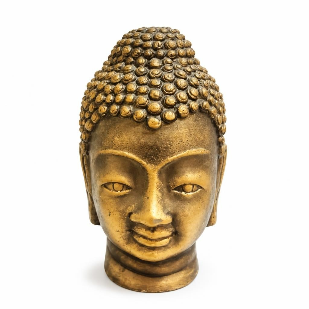 Golden Buddha Head Sculpture Decorative Statue - pre-loved at Why Go Less, Lebanon