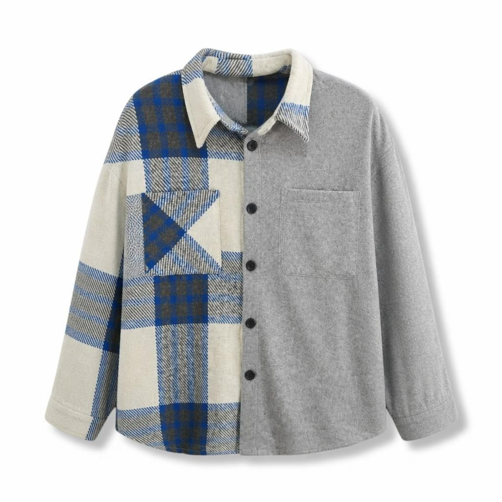 Breezy Two-tone Plaid & Grey Shacket, New with Tags - new at Why Go Less, Lebanon