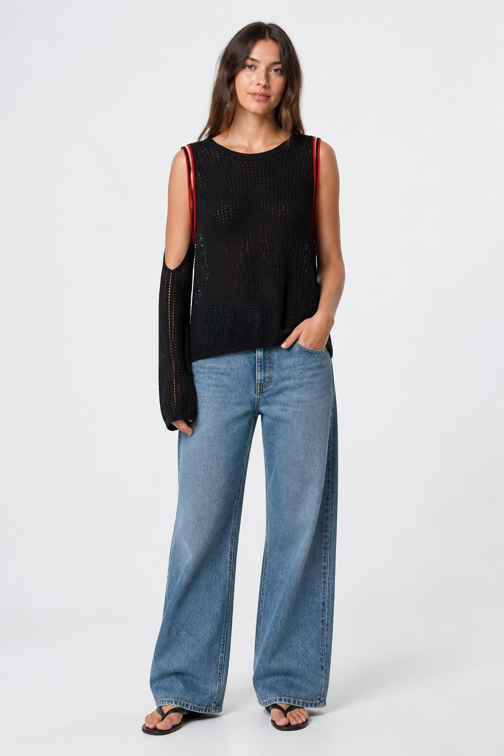 NEXT Black Crochet Knit Sleeveless Top - pre-loved at Why Go Less, Lebanon