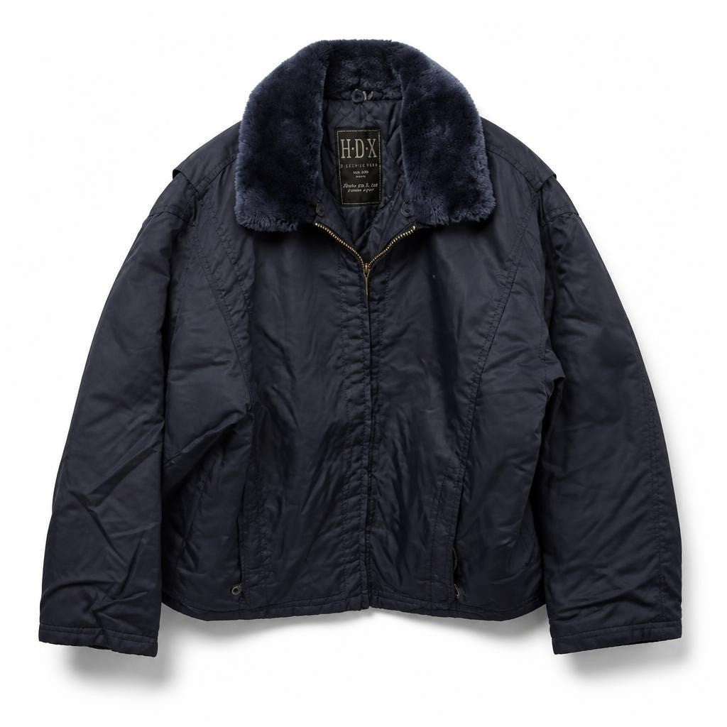 HDX Navy Puffer Jacket Faux Fur Collar - pre-loved at Why Go Less, Lebanon