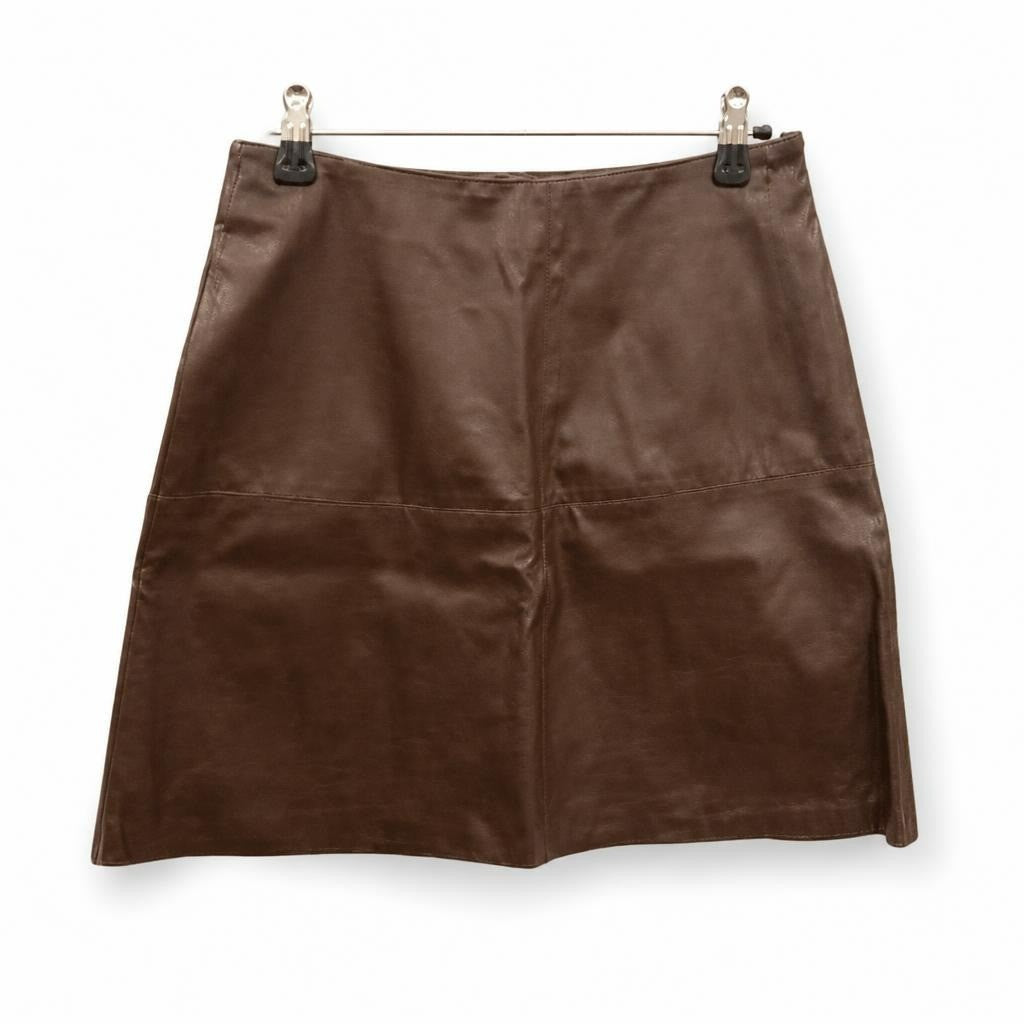 Brown Faux Leather Mini Skirt - pre-loved at Why Go Less, Lebanon