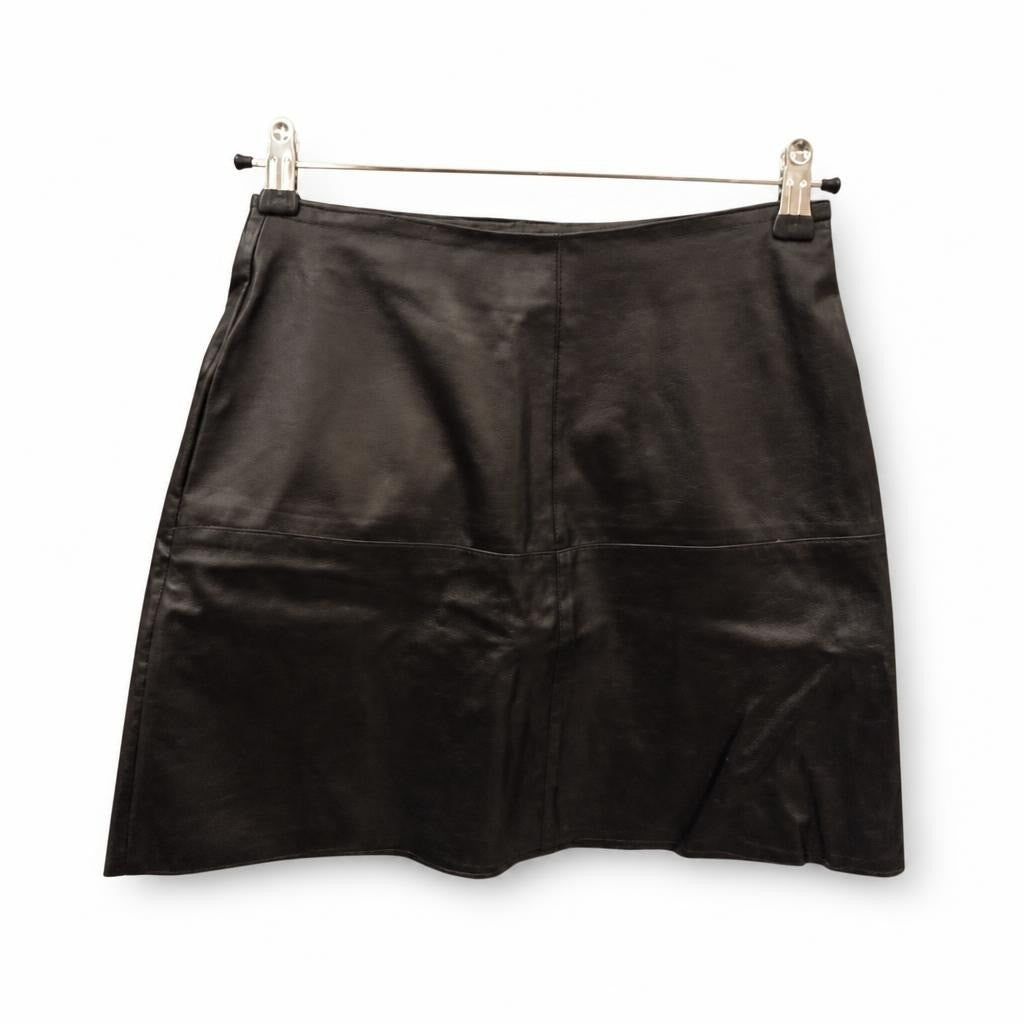 Black Faux Leather Mini Skirt - pre-loved at Why Go Less, Lebanon