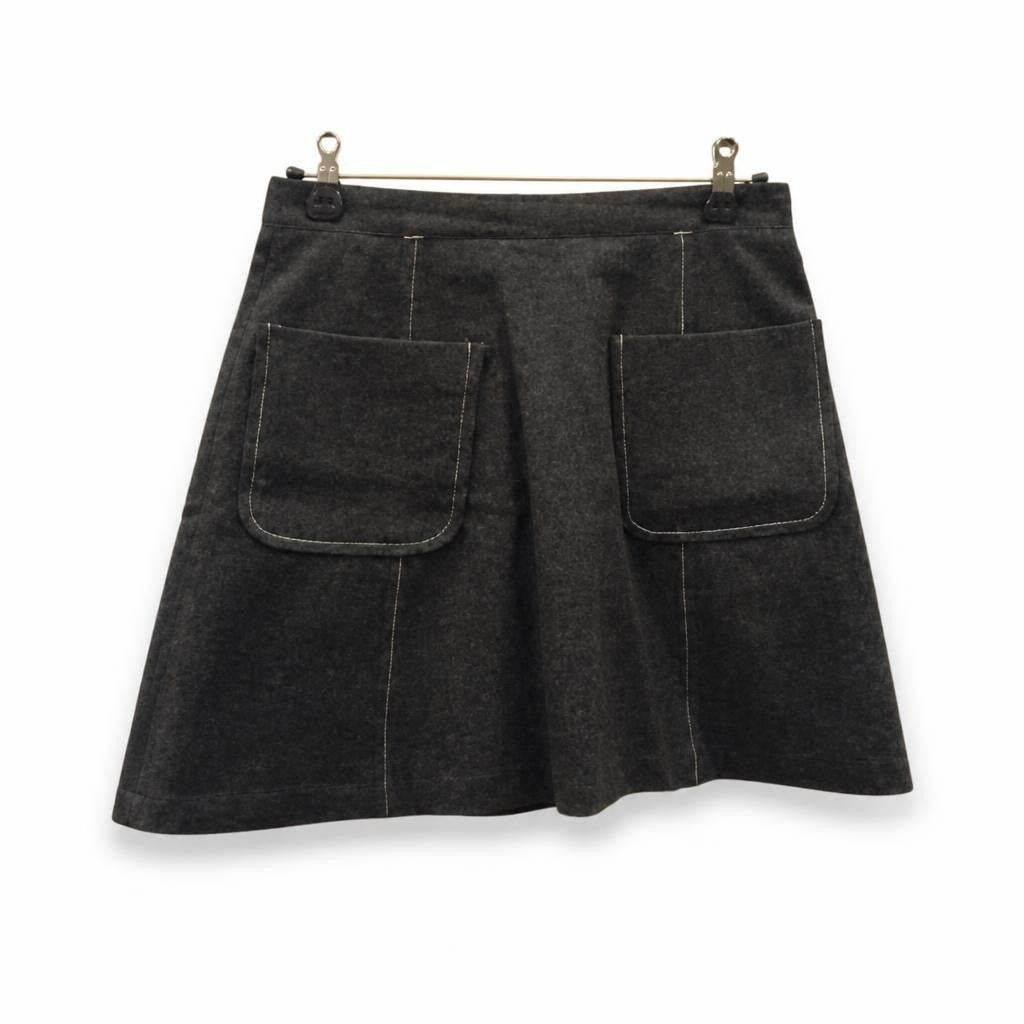 Dark Grey Wool-blend Flared Skirt with Pockets - pre-loved at Why Go Less, Lebanon