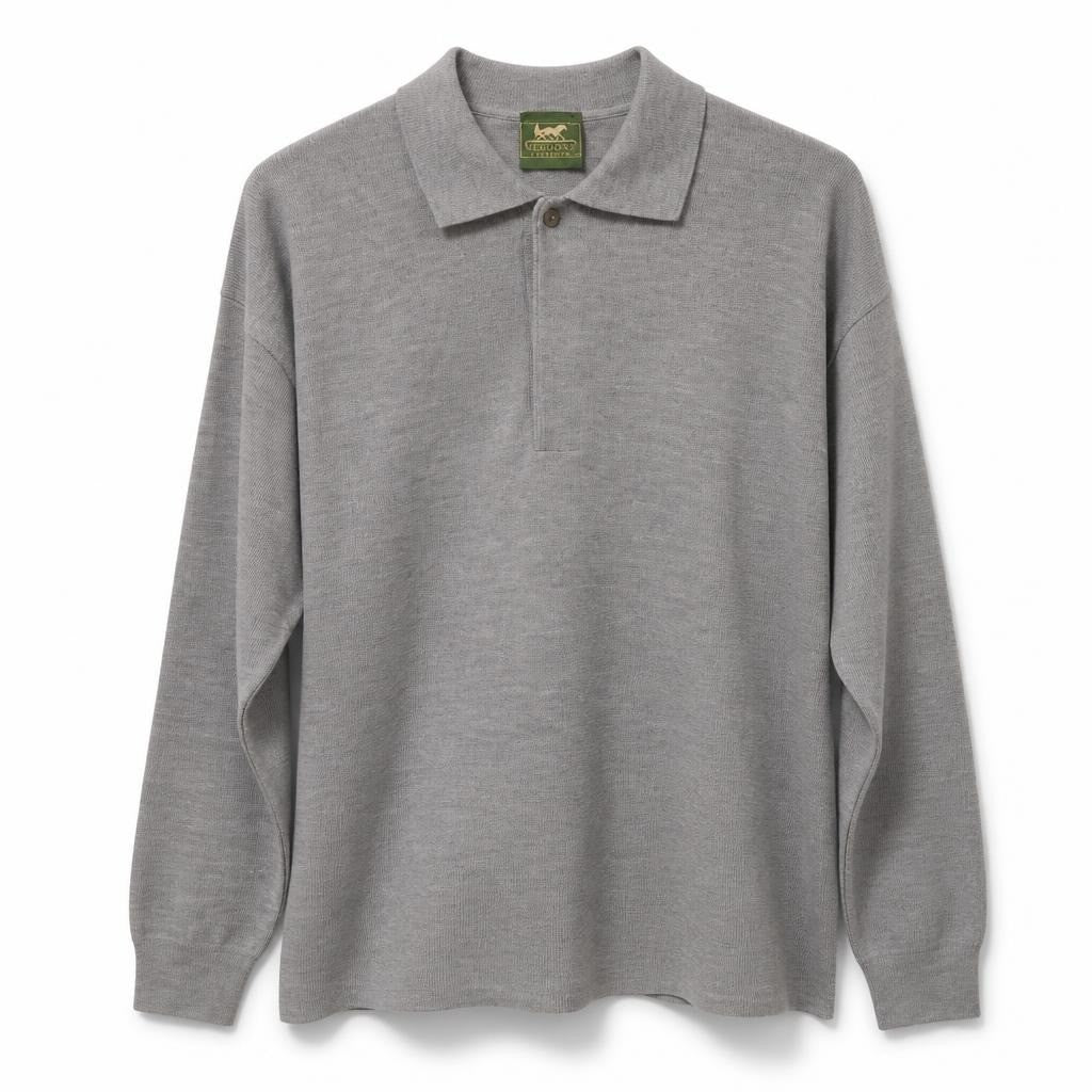 Lariflano Long Sleeve Polo Sweater Gray NWT - pre-loved at Why Go Less, Lebanon