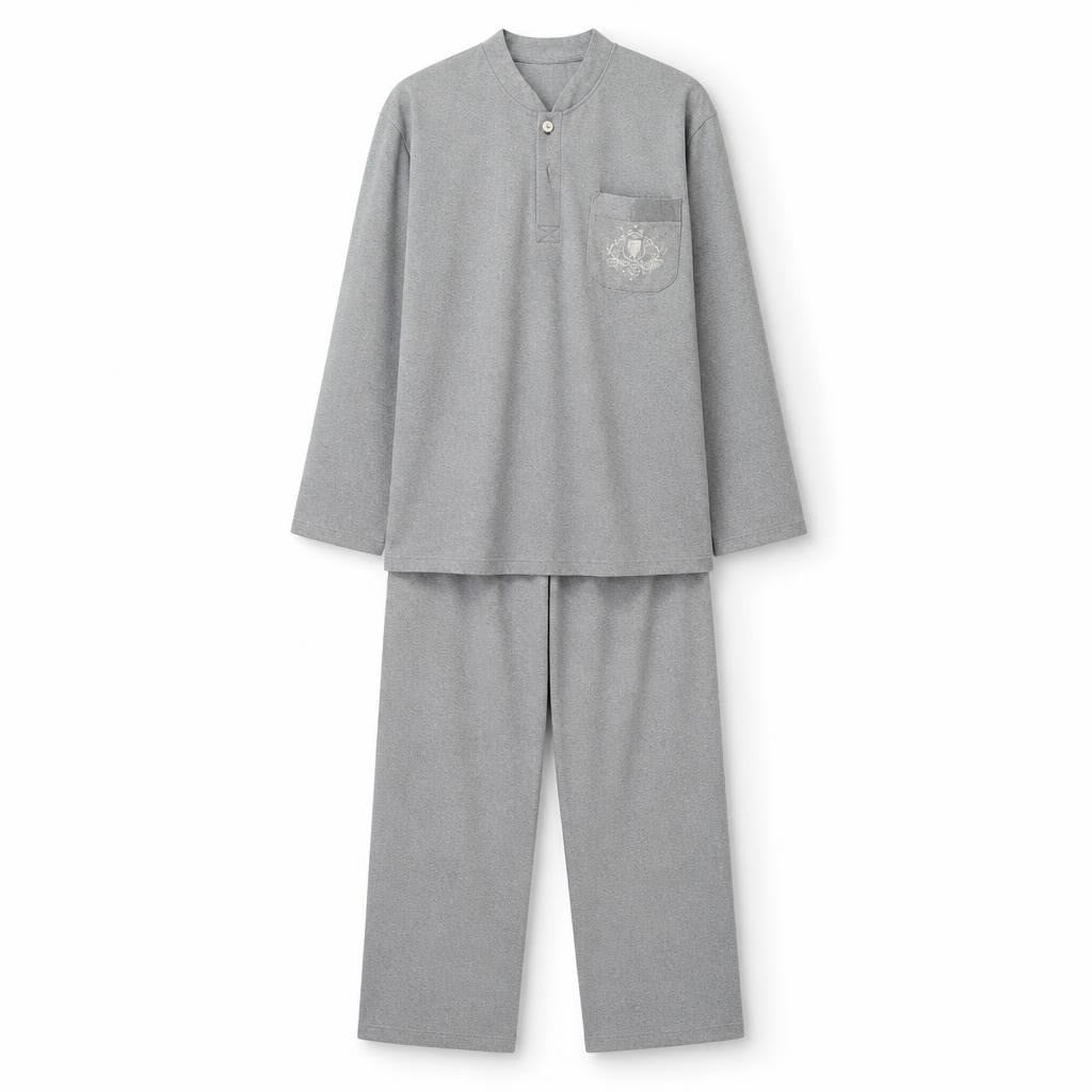 Men's Grey Pajama Set Long Sleeve - pre-loved at Why Go Less, Lebanon