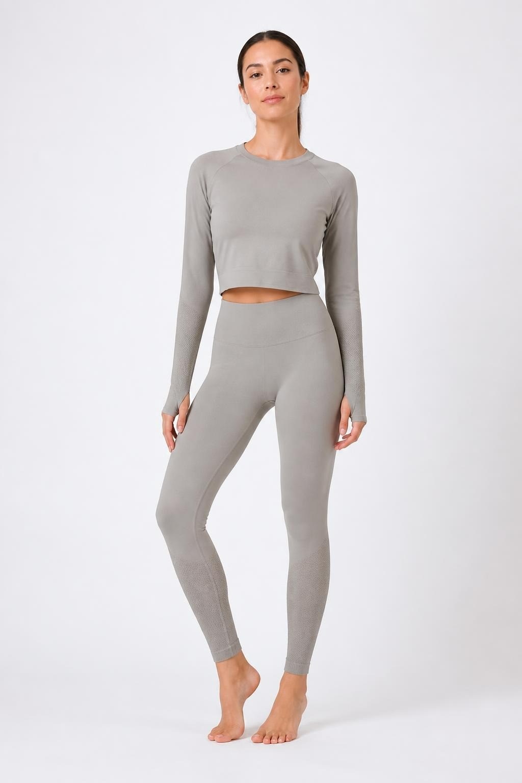 Activewear Set Crop Top & Leggings, Sage Green - pre-loved at Why Go Less, Lebanon