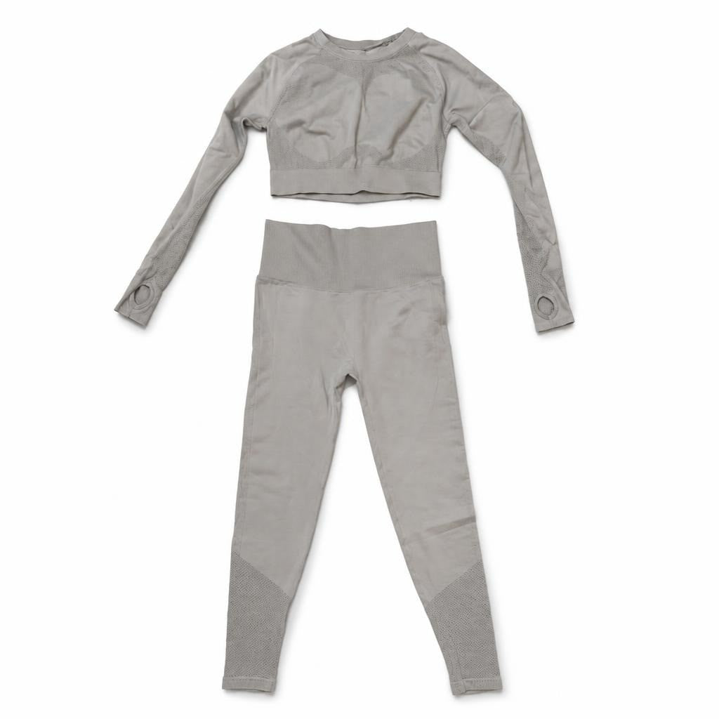 Activewear Set Crop Top & Leggings, Sage Green - pre-loved at Why Go Less, Lebanon