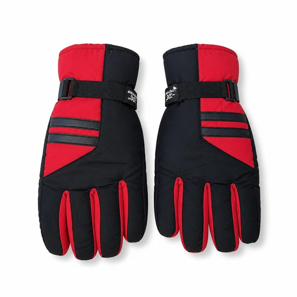 Red & Black Winter Ski Gloves, -20°c Rated - pre-loved at Why Go Less, Lebanon