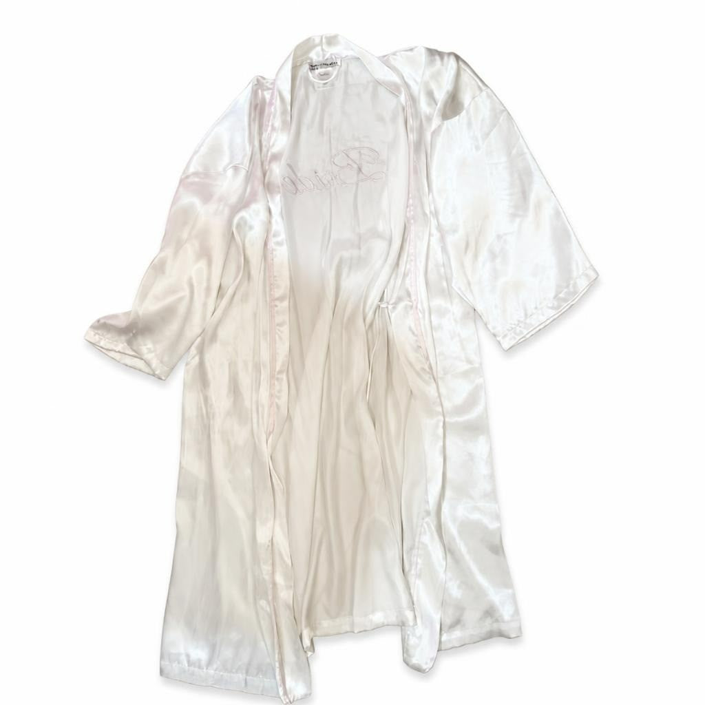 Bride Satin Bridal Robe Ivory/pink Sleepwear - pre-loved at Why Go Less, Lebanon