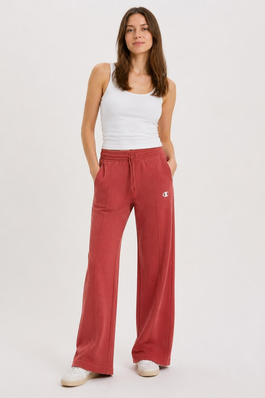 Champion Red Wide-leg Sweatpants Rust Tone - pre-loved at Why Go Less, Lebanon