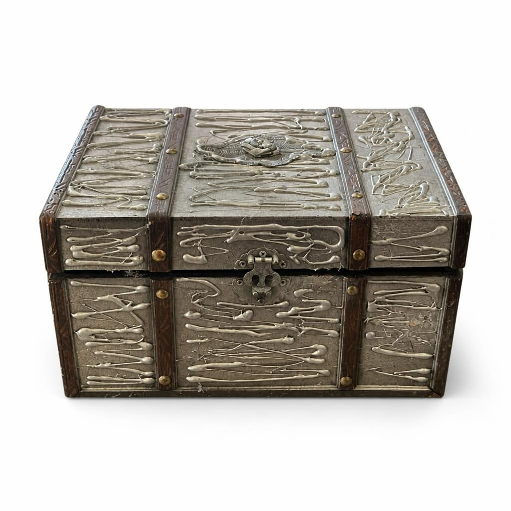Decorative Bone-embossed Metal Trinket Chest Box - pre-loved at Why Go Less, Lebanon