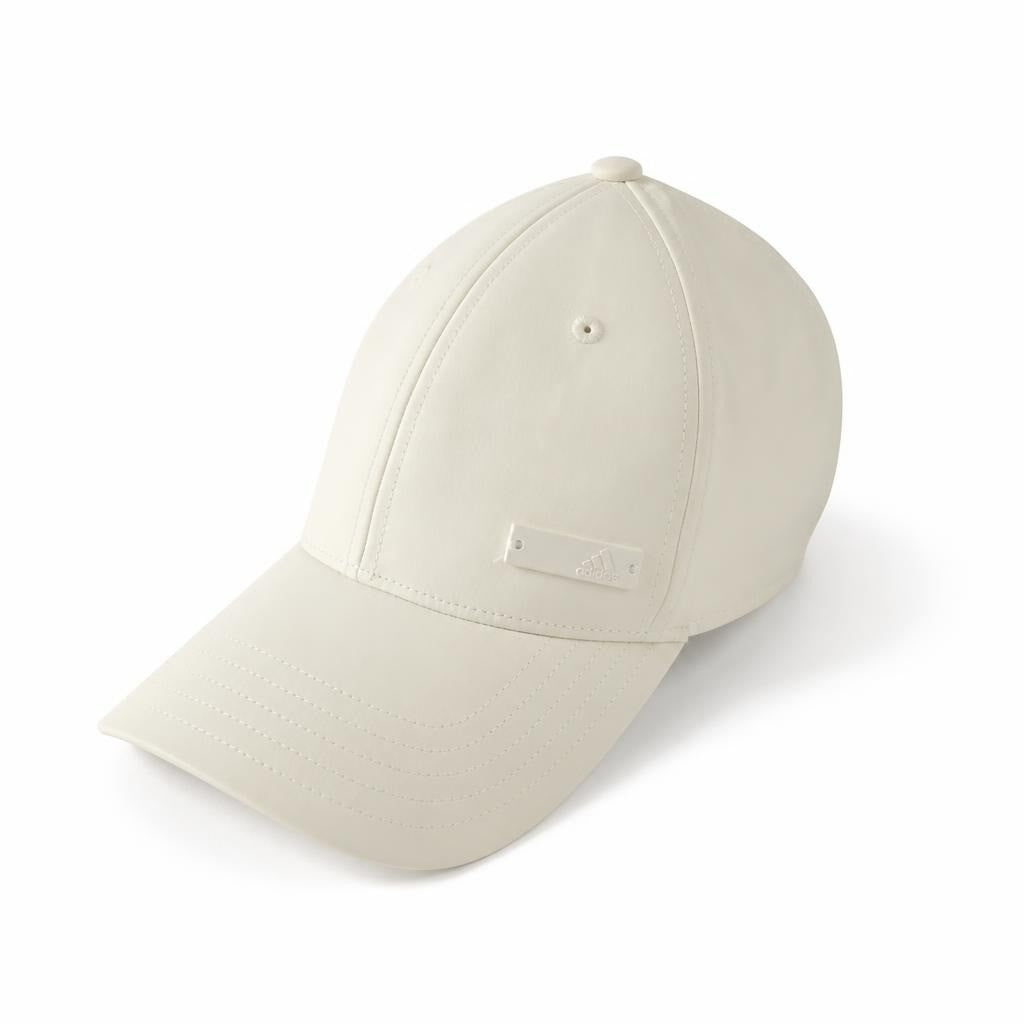 White Baseball Cap Minimalist Metal Logo - pre-loved at Why Go Less, Lebanon