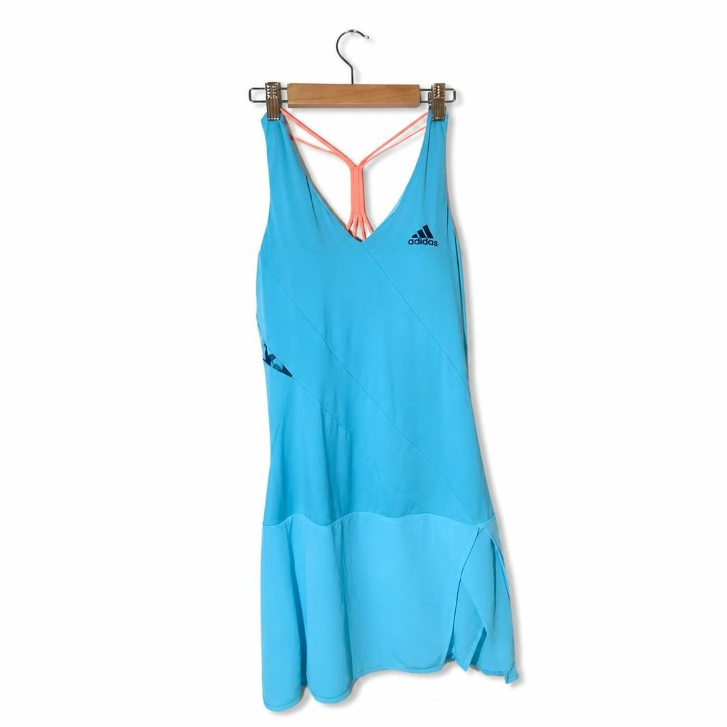 Adidas Turquoise Tennis Dress Coral Detail - pre-loved at Why Go Less, Lebanon