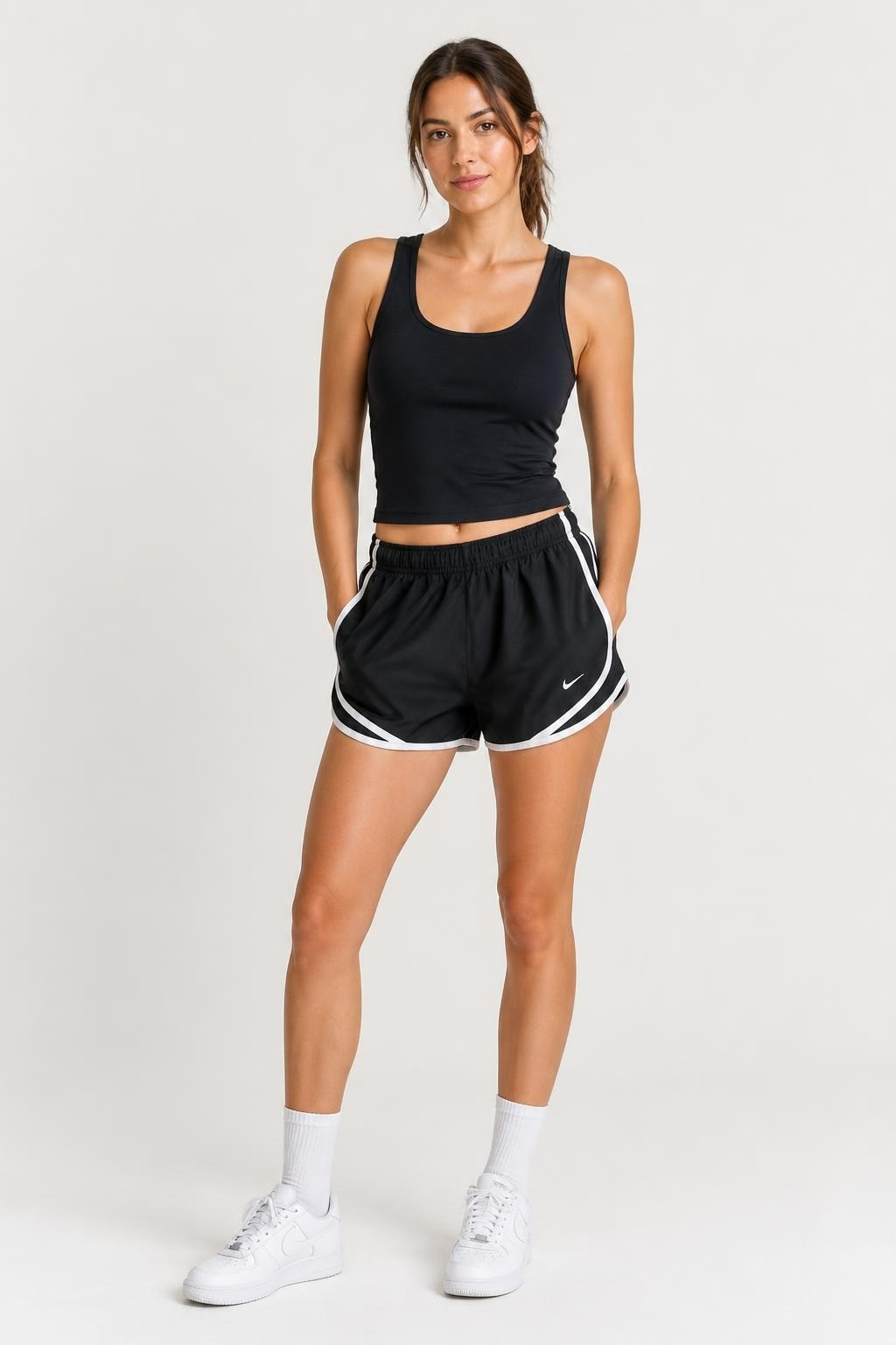 Nike Dri-fit Running Shorts Black/white - pre-loved at Why Go Less, Lebanon