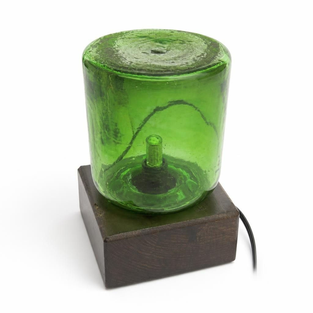 EPAL Green Glass Cylinder Lamp on Dark Base - pre-loved at Why Go Less, Lebanon