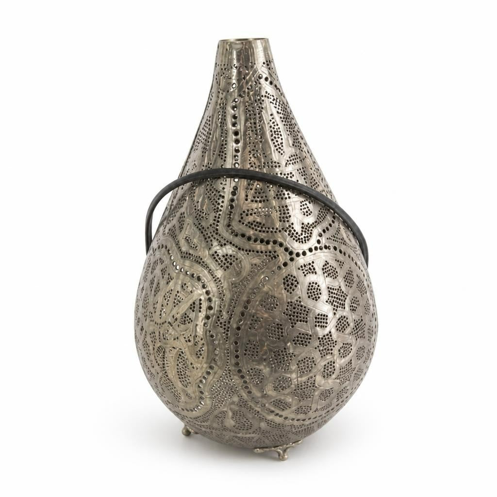 Teardrop Silver Filigree Perforated Table Lamp - pre-loved at Why Go Less, Lebanon