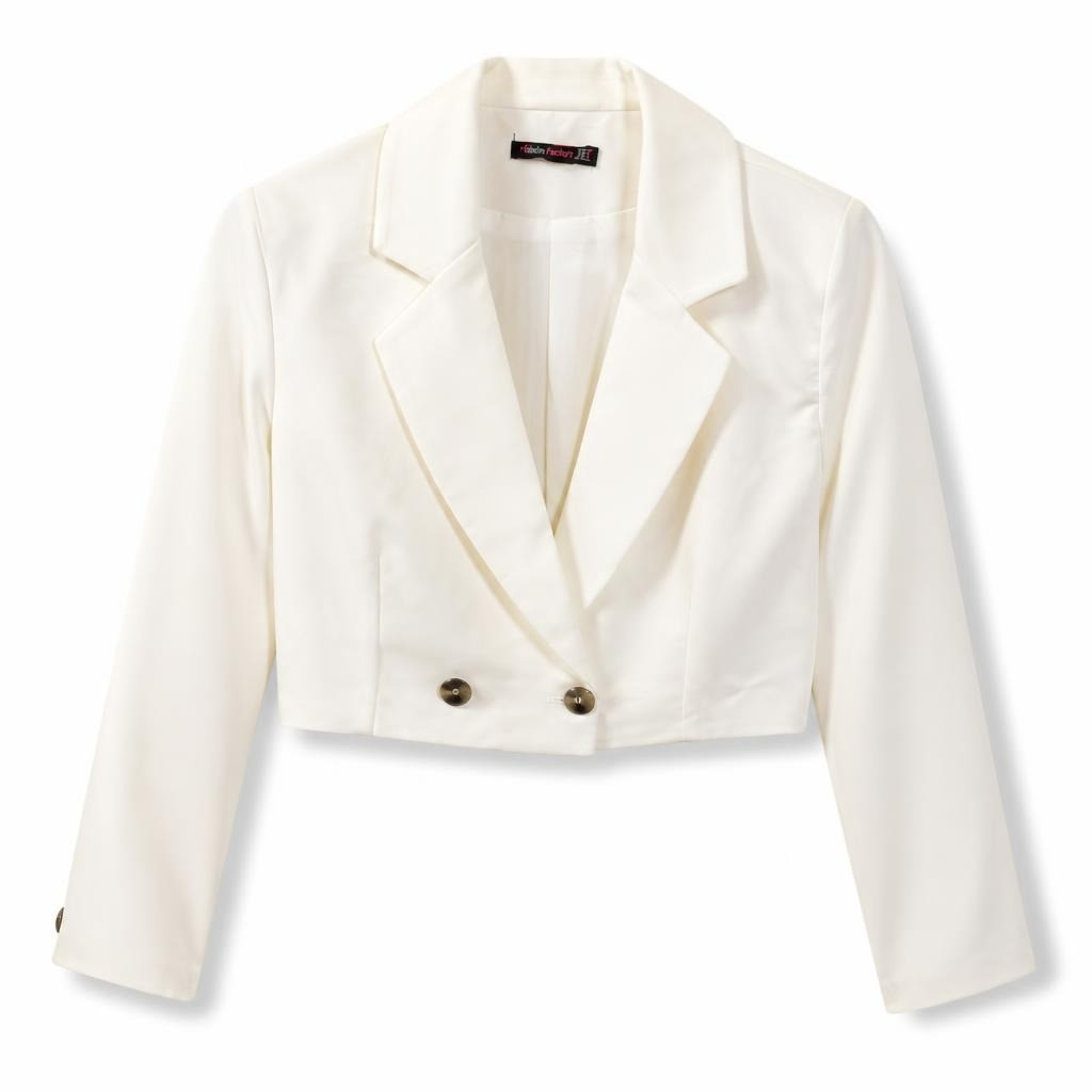 Cropped White Double-breasted Blazer, Size L - new at Why Go Less, Lebanon