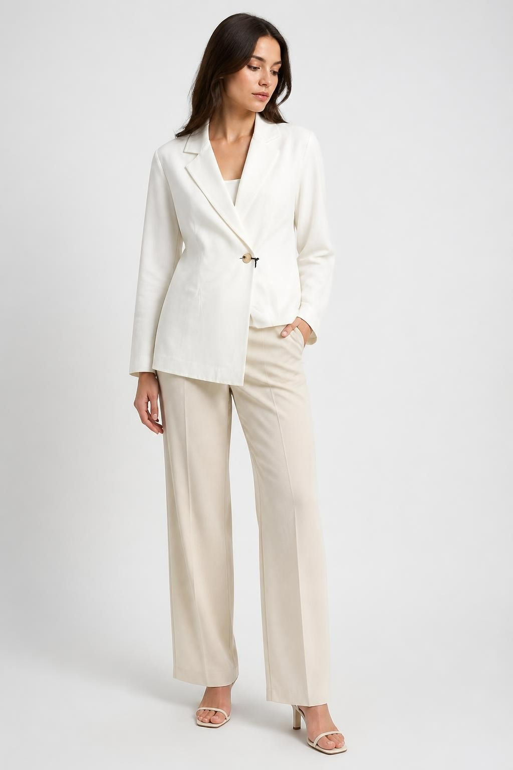 BLACK Colour White Oversized Blazer, Size L - new at Why Go Less, Lebanon