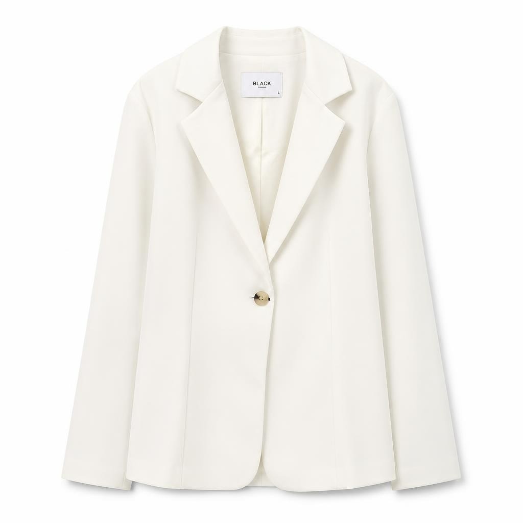 BLACK Colour White Oversized Blazer, Size L - new at Why Go Less, Lebanon