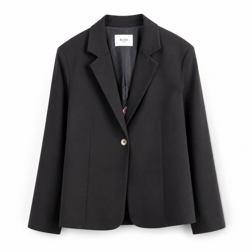 BLACK Colour Dark Grey Single-button Blazer, Size L - new at Why Go Less, Lebanon