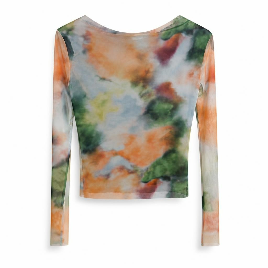 Watercolor Tie-dye Mesh Long-sleeve Top, Multicolor - new at Why Go Less, Lebanon