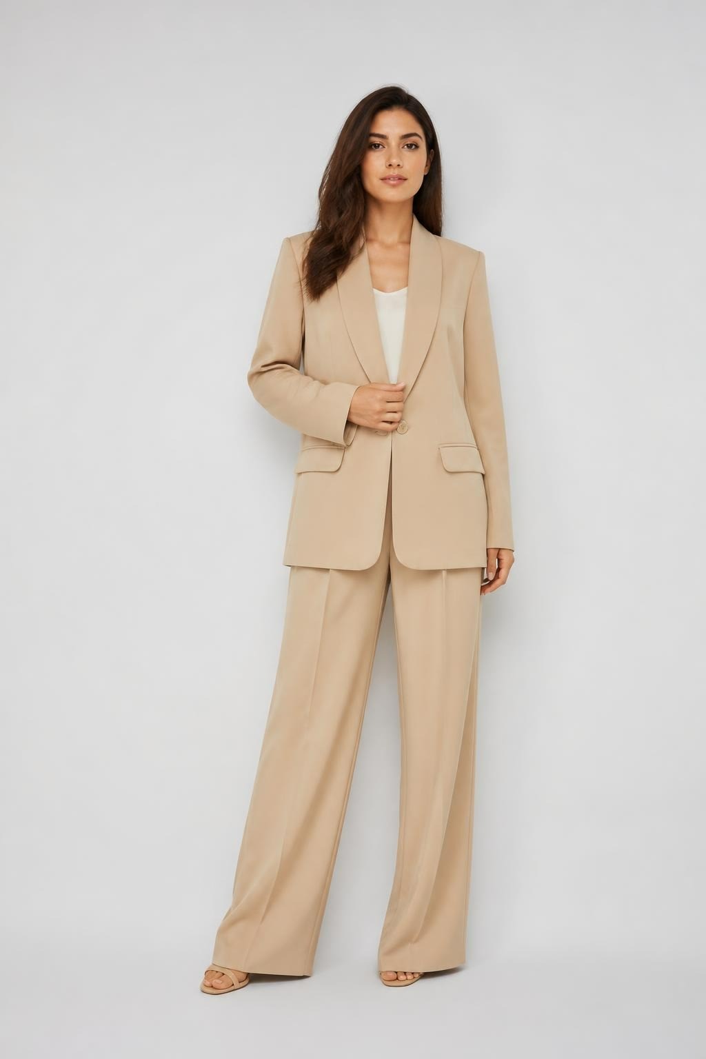 Nehir Beige Blazer Suit Set - new at Why Go Less, Lebanon
