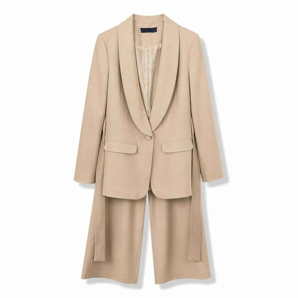 Nehir Beige Blazer Suit Set - new at Why Go Less, Lebanon
