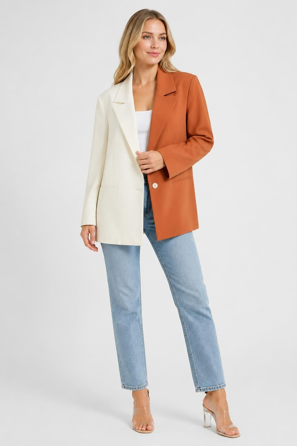Terracotta & Cream Oversized Blazer Set - new at Why Go Less, Lebanon
