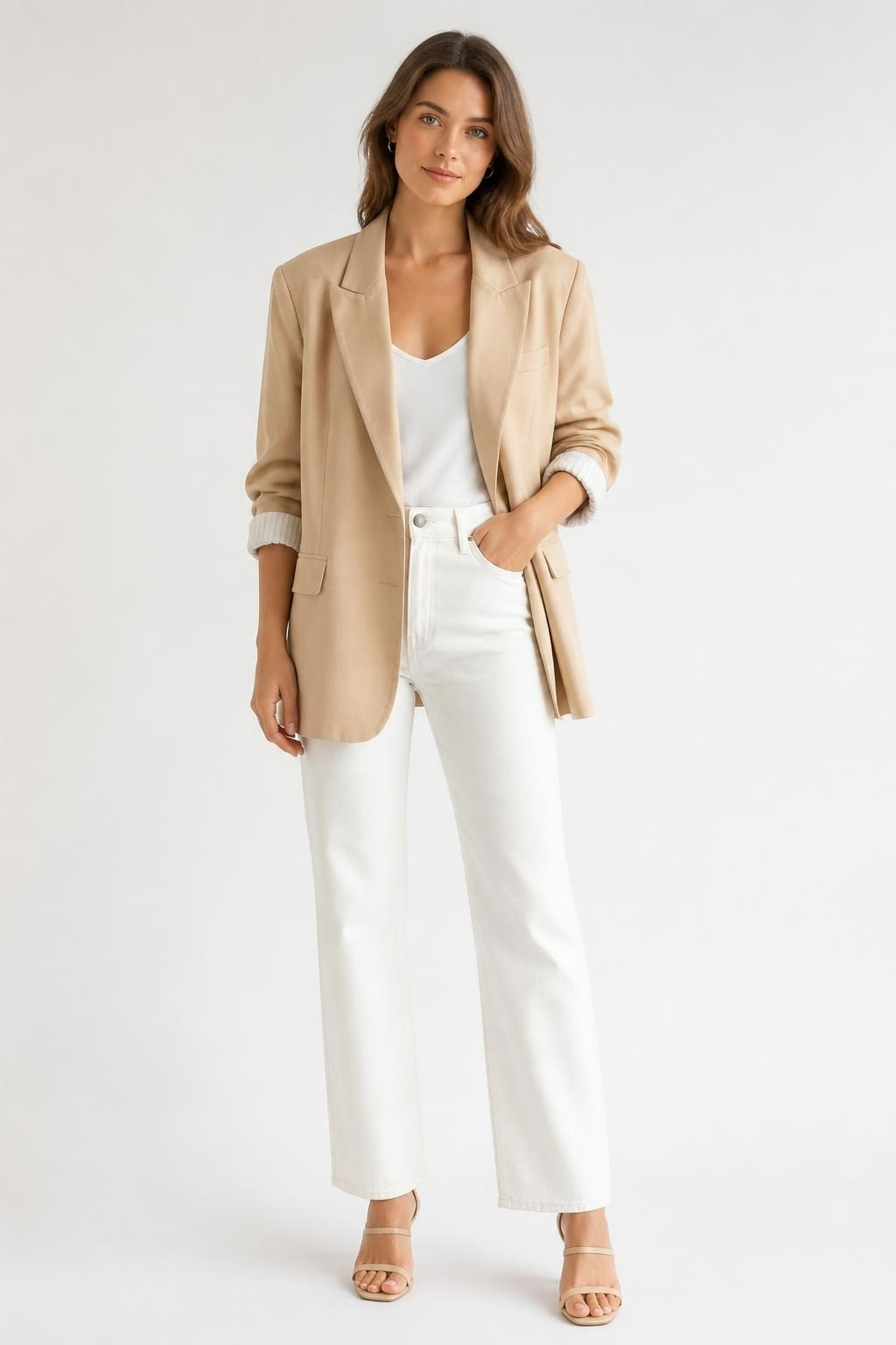 Beige Relaxed Fit Blazer - Supra Feelings - new at Why Go Less, Lebanon