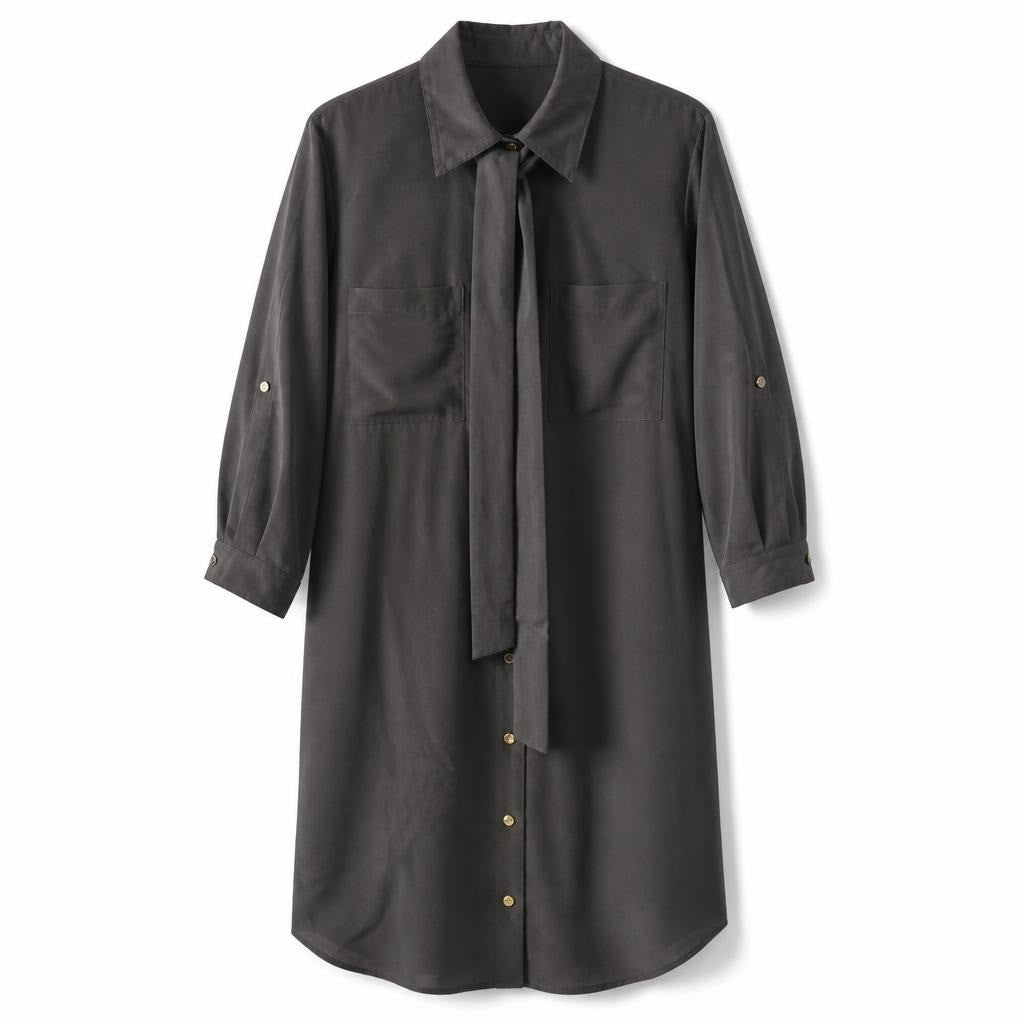 Dark Grey Linen Shirt Gold Buttons - new at Why Go Less, Lebanon