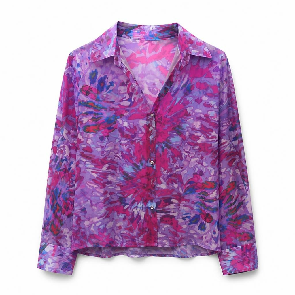 Maestro Purple Floral Satin Shirt New Tag - new at Why Go Less, Lebanon