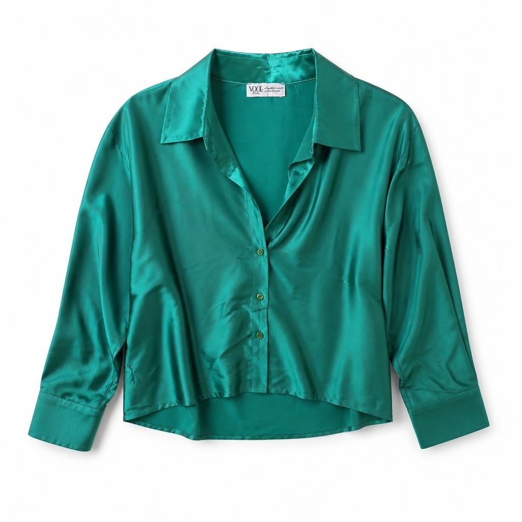 Vog Green Satin Button-up Shirt - new at Why Go Less, Lebanon
