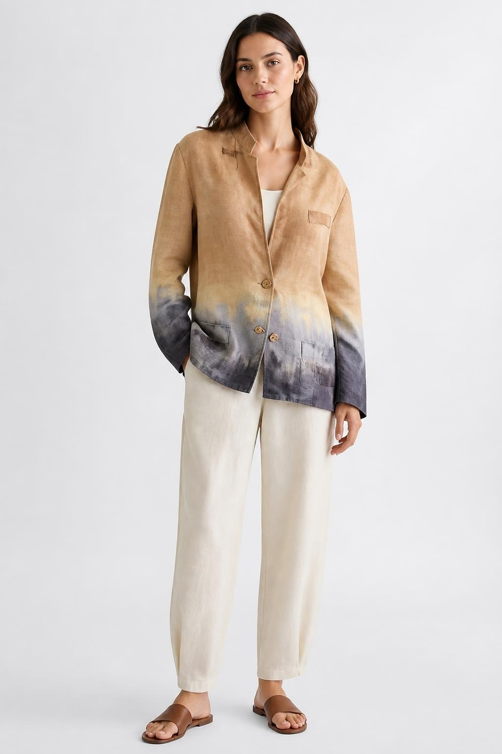 Soiree Ombre Dip-dye Linen Blazer Jacket - new at Why Go Less, Lebanon
