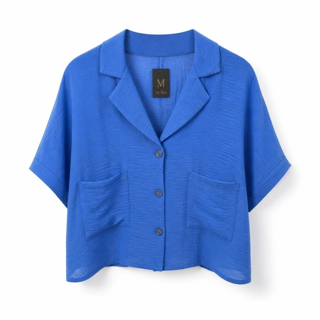 My Bee Blue Textured Button-up Blazer - at Why Go Less, Lebanon