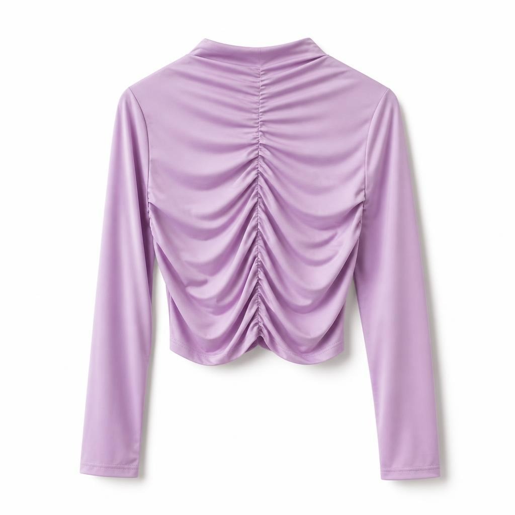 Lavender Ruched-back Long Sleeve Fitted Top - at Why Go Less, Lebanon