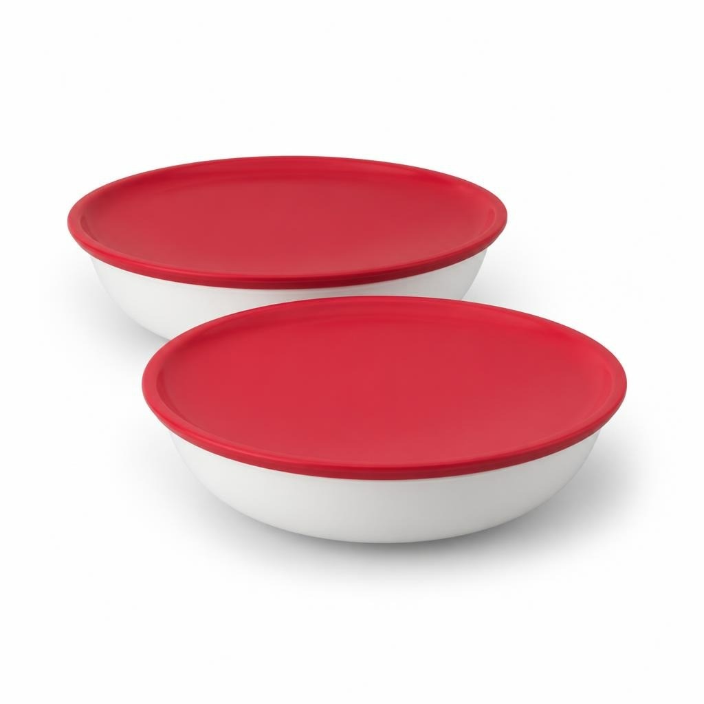 Tupperware White & Red Salad Bowls Set of 2 - pre-loved at Why Go Less, Lebanon