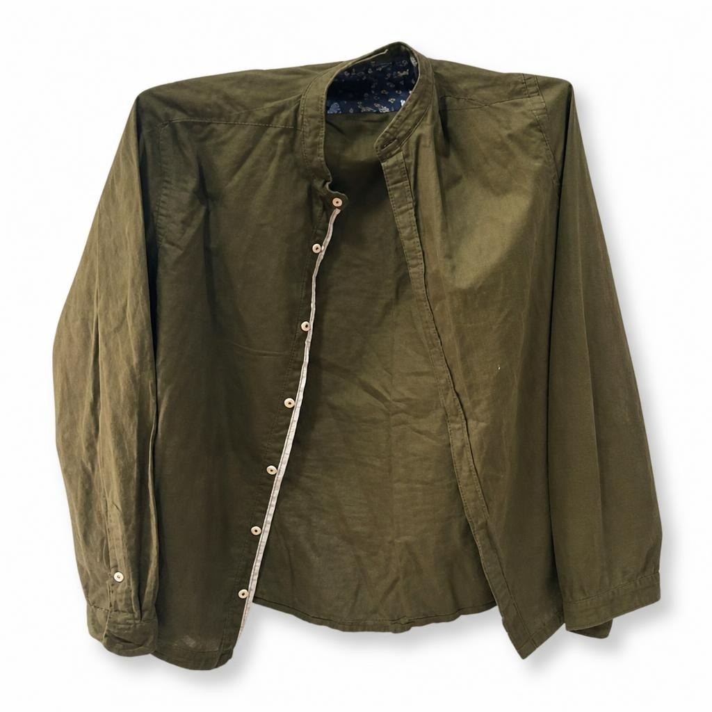 Olive Green Snap-button Military Style Jacket - pre-loved at Why Go Less, Lebanon