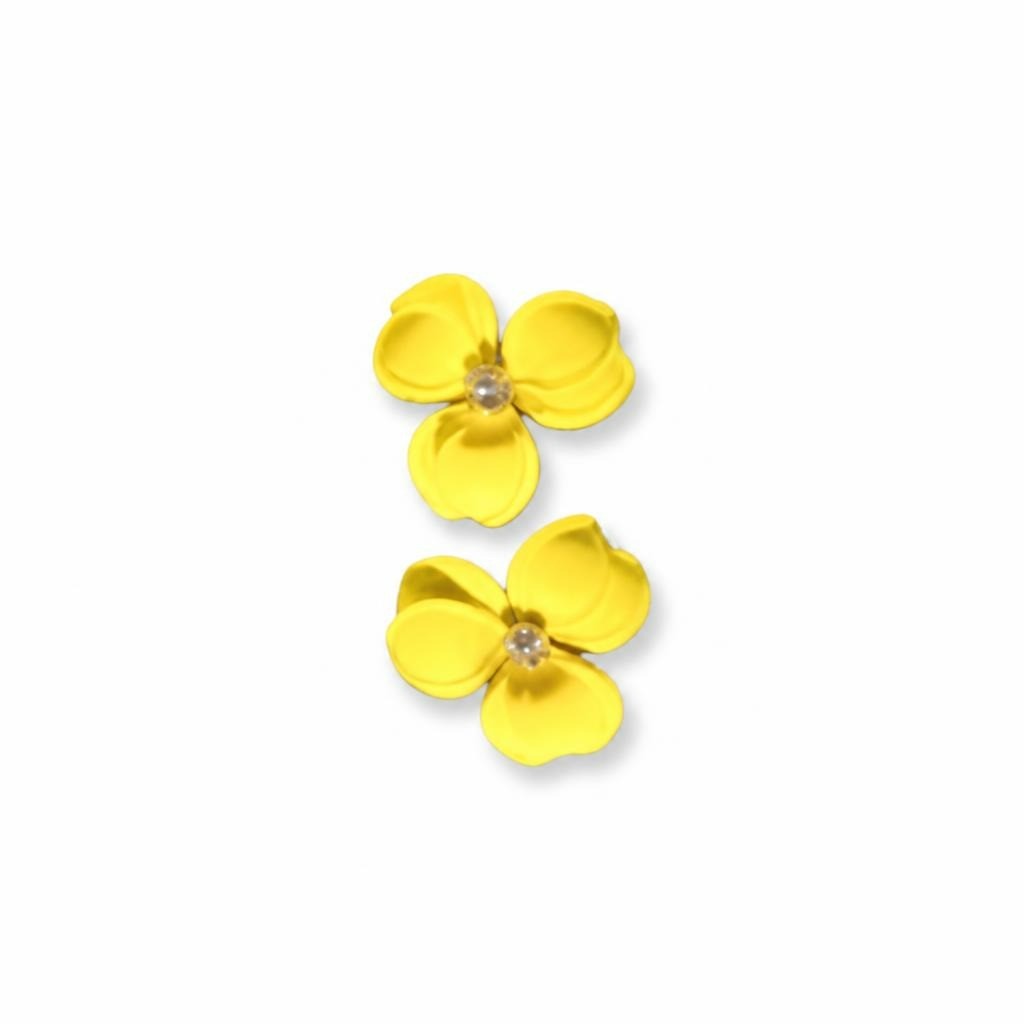 Yellow Fabric Flower Statement Earrings - pre-loved at Why Go Less, Lebanon