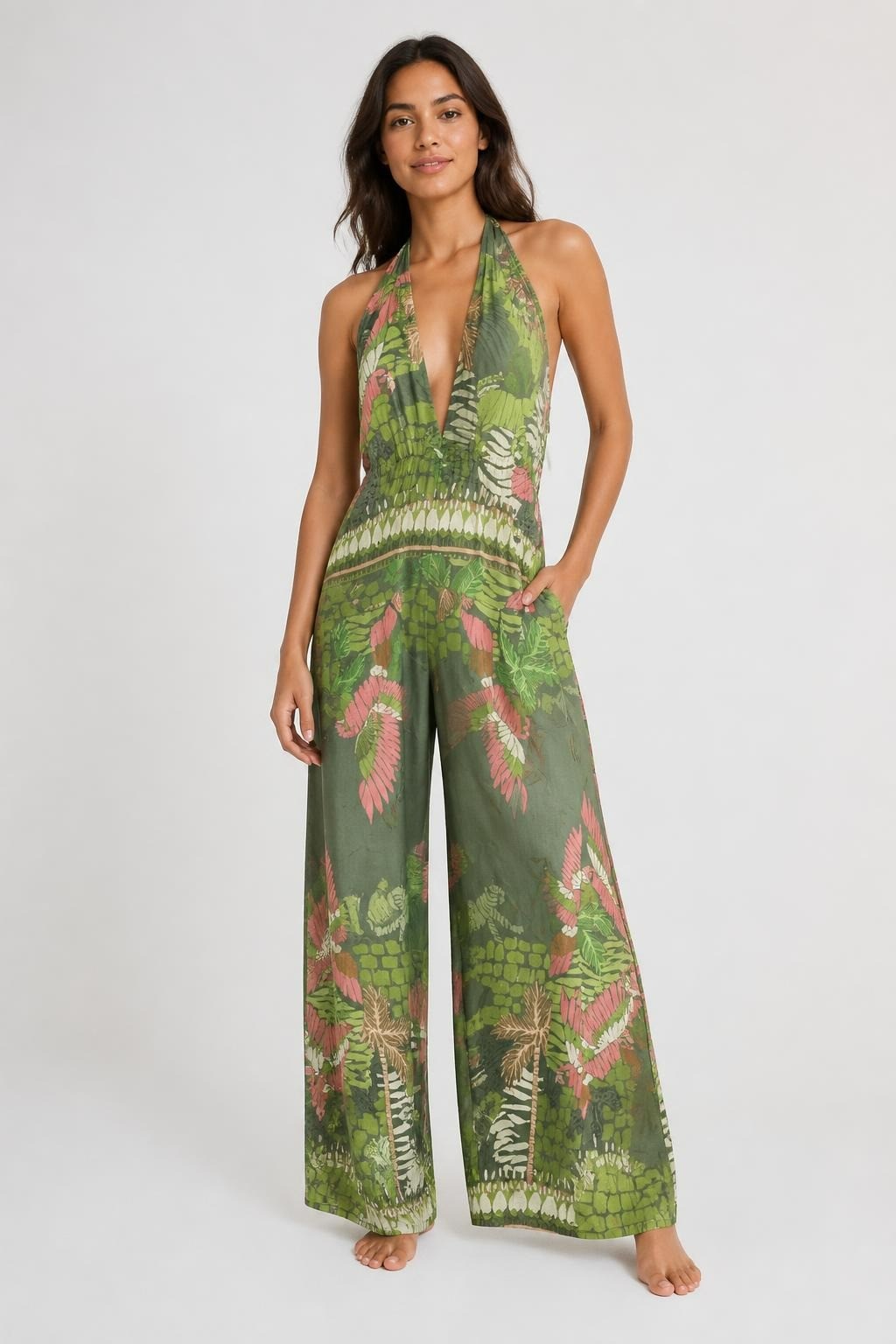 Green Paisley Print Maxi Dress Sleeveless - pre-loved at Why Go Less, Lebanon