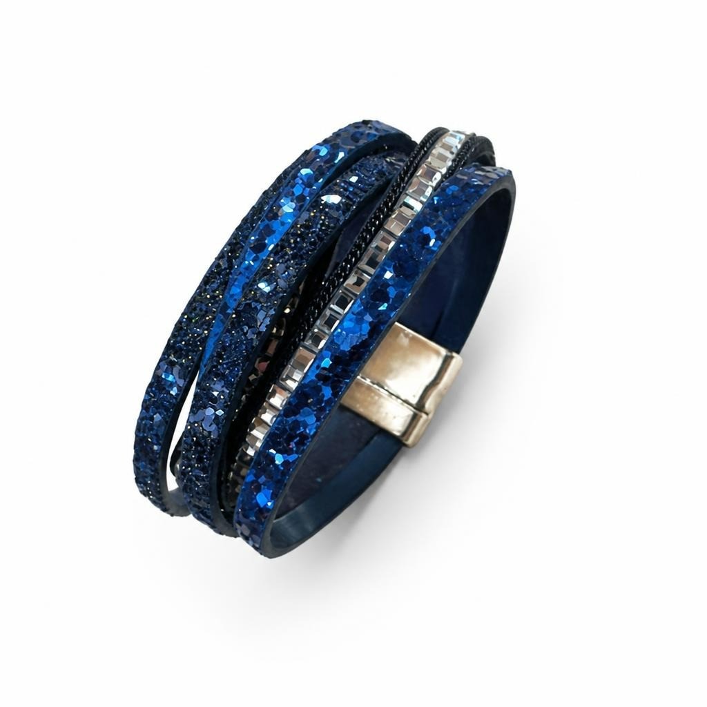 Blue Glitter Multi-strand Magnetic Bracelet - pre-loved at Why Go Less, Lebanon