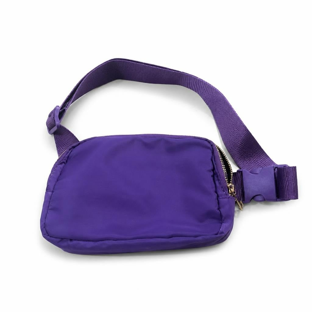 Purple Nylon Belt Bag Fanny Pack Gold Zip - pre-loved at Why Go Less, Lebanon