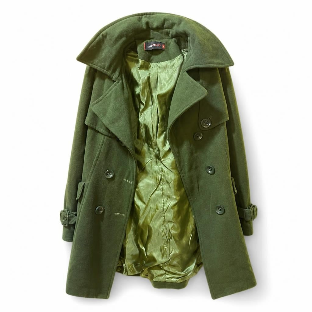 Green Double-breasted Wool-blend Women Coat - pre-loved at Why Go Less, Lebanon