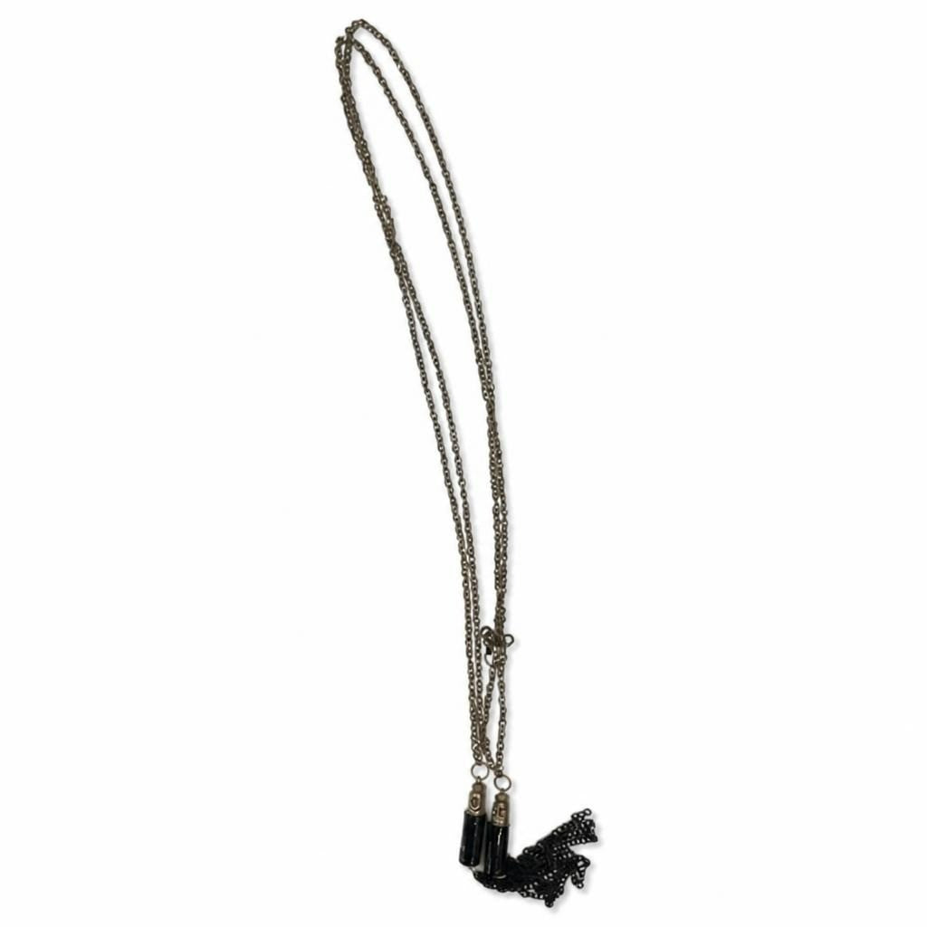 Long Chain Necklace with Black Tassel Pendant - pre-loved at Why Go Less, Lebanon
