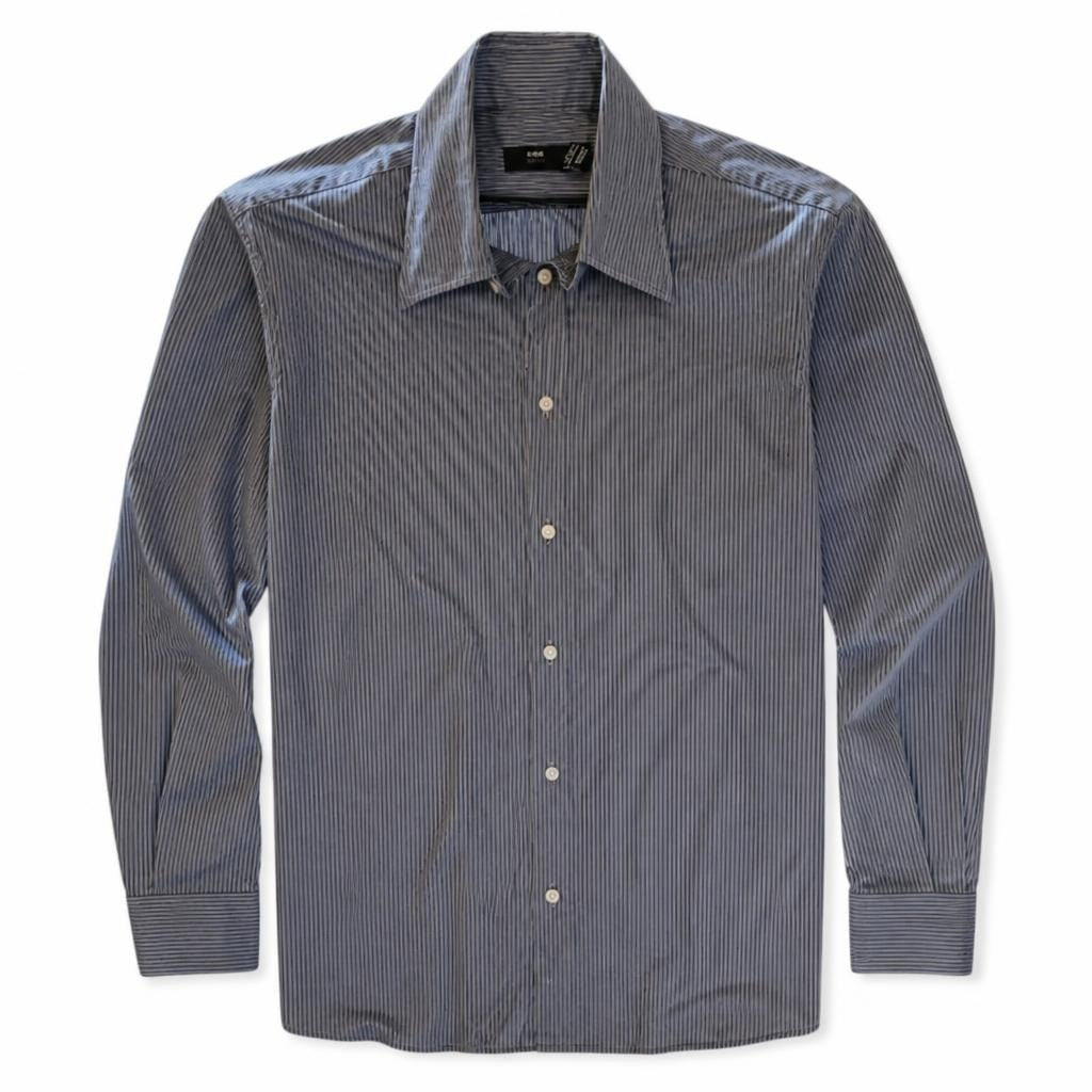 H&M Striped Button-up Shirt, Blue/white - pre-loved at Why Go Less, Lebanon