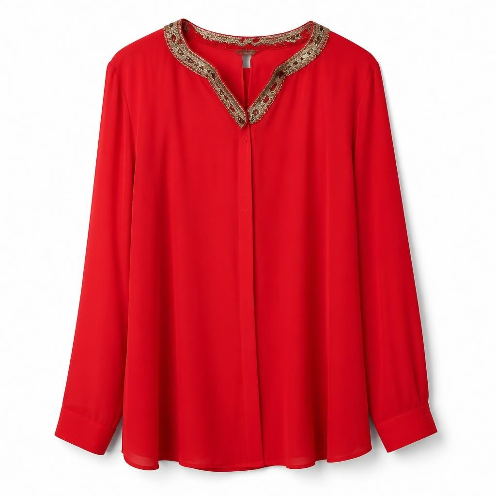 Red Embellished Collar Blouse, New with Tag - new at Why Go Less, Lebanon