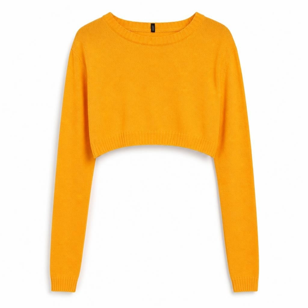 Yellow Mustard Cropped Knit Sweater - pre-loved at Why Go Less, Lebanon