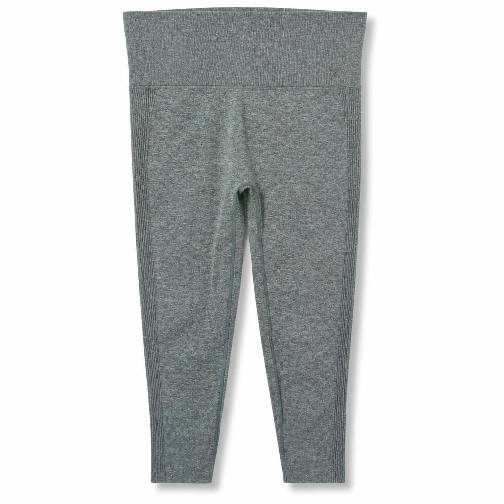 Grey High-waist Ribbed Cropped Leggings - pre-loved at Why Go Less, Lebanon