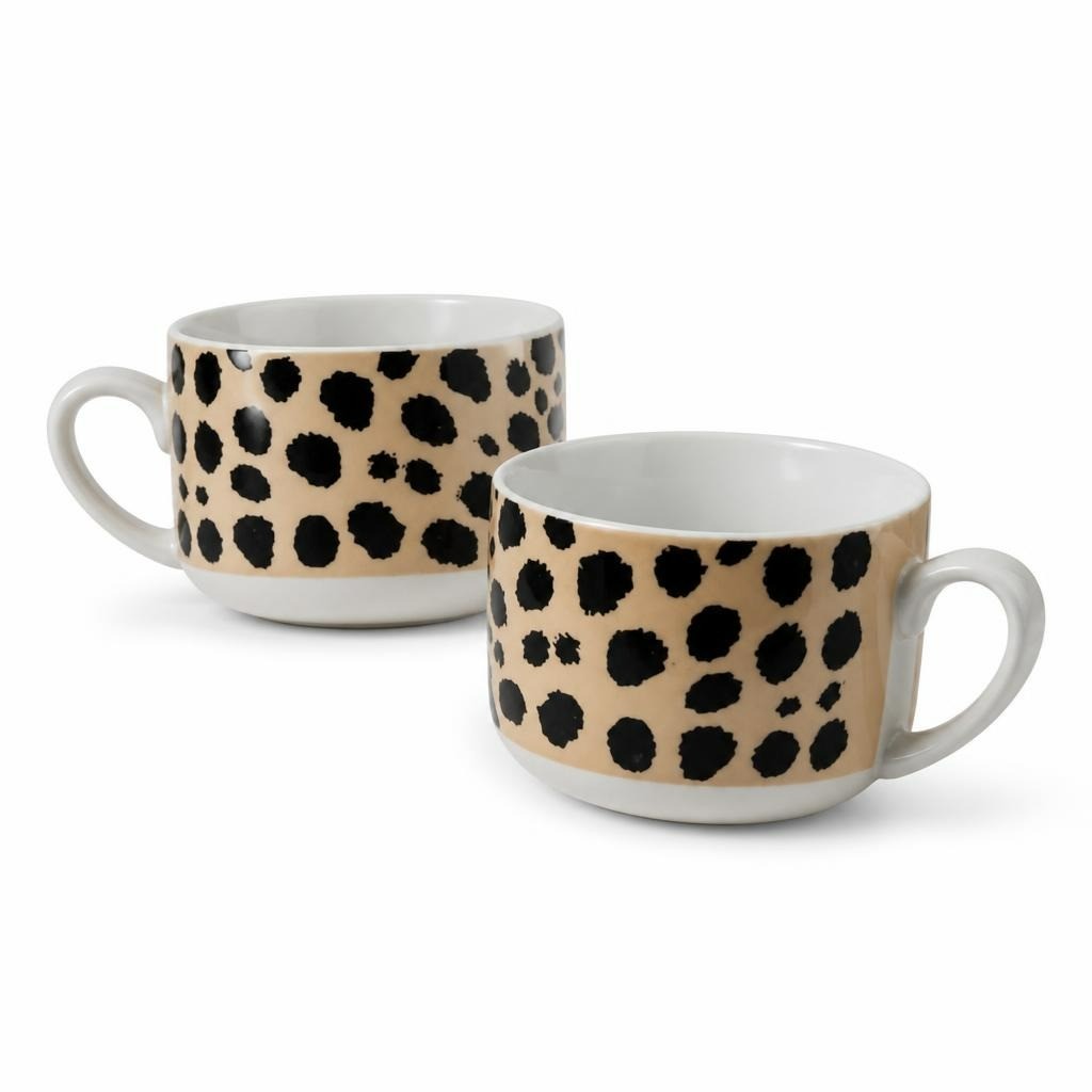 Leopard Print Ceramic Mugs, Set of 2 - pre-loved at Why Go Less, Lebanon