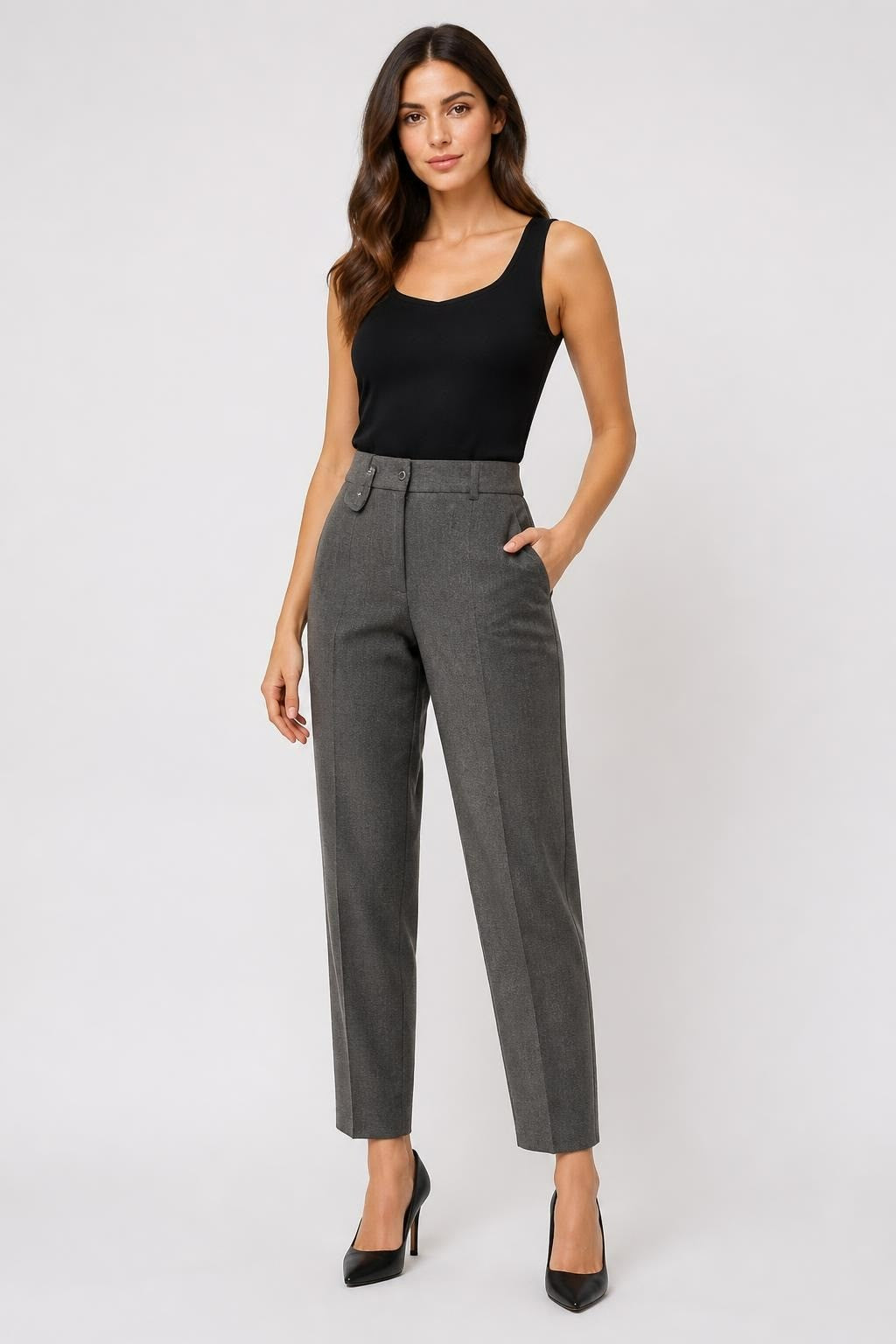 Grey Wool-blend Tailored Trousers - pre-loved at Why Go Less, Lebanon