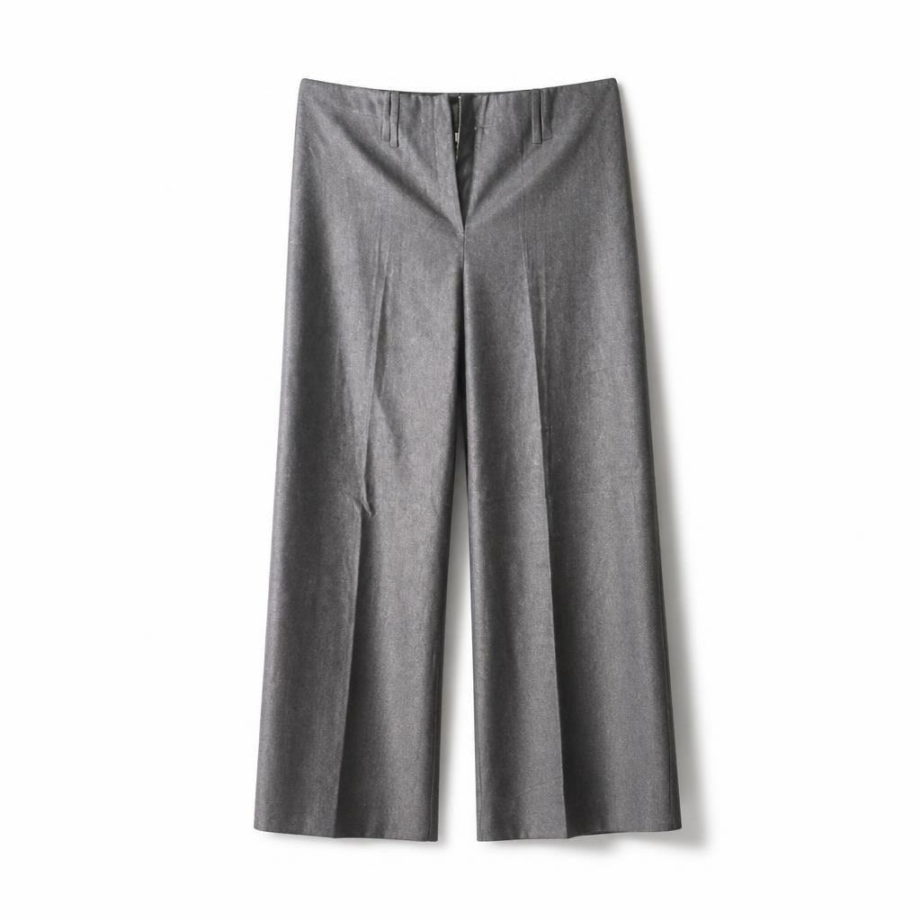 Grey Wide-leg Dress Trousers, Relaxed Fit - pre-loved at Why Go Less, Lebanon